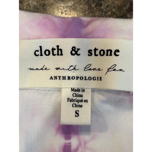Anthropologie x Cloth & Stone Purple Tie Dyed Frayed Button Down Shirt Small - Picture 9 of 12